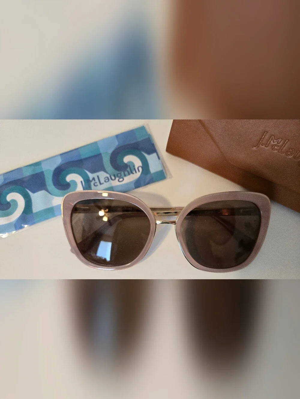 J. McLaughlin Cafe Light Pink Frame Sunglasses with Brown Lenses